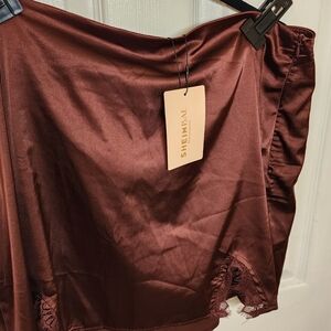 Shein  2X Rust Brown Satin Skort